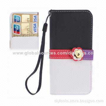 Colorful Wrist Flip Leather Mobile Phone Wallet Cases for iPhone 5/5S with Credit Card Slot
